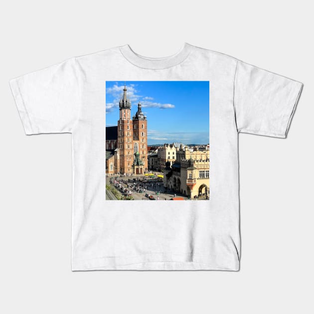 Krakow Poland St Mary's Basilica Old Town Kids T-Shirt by Beautiful Cuteness